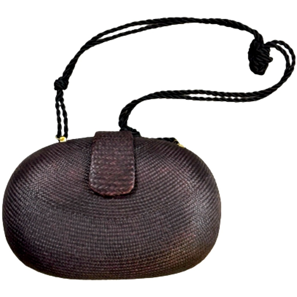 Woven Brown Balloon Clutch